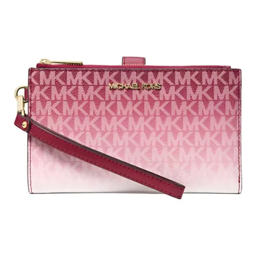 MICHAEL KORS Jet Set Покрытый холст Клатч Большой Женский Вишнево-красный