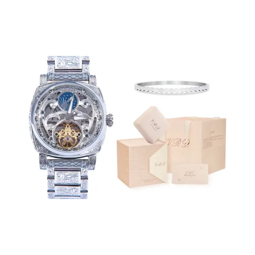 VRQ Faith Series Автоматический Механический Механизм Часы с Естественной Кожей Ремешок Женские Часы с Черепным Циферблатом