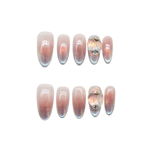 OEING Handcrafted False Nail Magic Mirror Розовый Миндально-розовый Градиентный Сияние