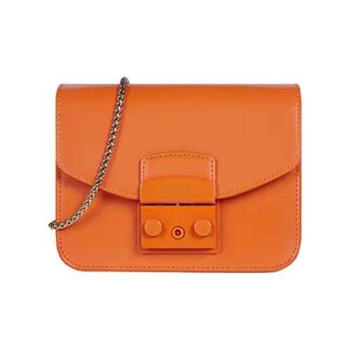 Furla Metropolis Collection Кожа Сумка через плечо Сумка на плечо Мини Женская Апельсин