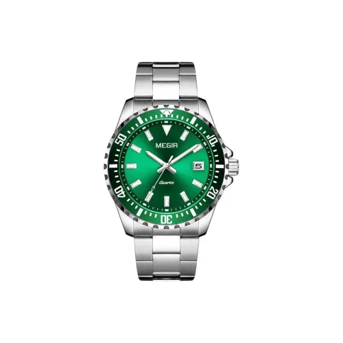 MEGIR Кварцевый механизм нержавеющая сталь ремешок мужские часы зеленый циферблат модель MS2064G 9