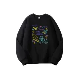 Черный свитшот с круглым вырезом (на флисовой подкладке) - многоцветный космонавт