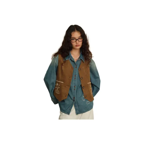 Omont Желтый и Кофейный Женские Жилеты