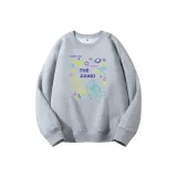 Светло-серый свитшот с круглым вырезом (на флисовой подкладке) - многоцветный космонавт