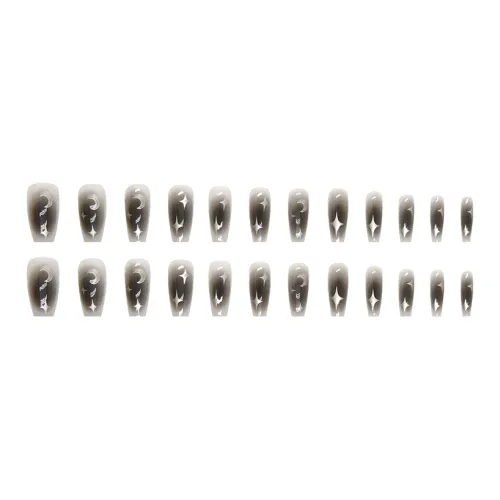 ZHENYUE R722 Звезда и луна Коллекция Клей On Накладные ногти MID Длина (размер в длину) Черный Smudge