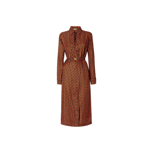 FENDI FW25 Длинное платье с длинными рукавами женское