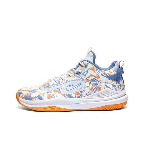 Warrior Износостойкий Дышащий Отскок MID Баскетбольные кроссовки Мужские Белый Синий и Оранжевый