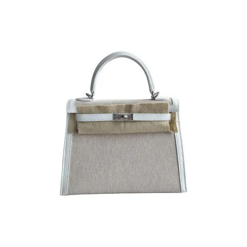 HERMES Kelly Холст Сумка Женская Новая Белая