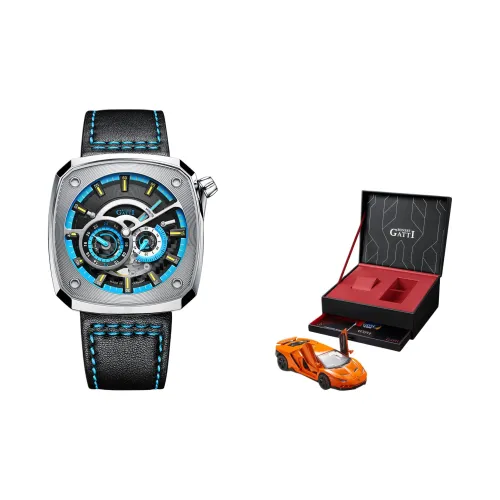 BONEST GATTI Offshore Speed Автоматический Механический Механизм Резиновый Ремешок Часы Мужские Часы Синий Циферблат