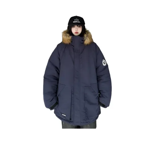 HTHK Темно-синий Синий Женские Пуховики