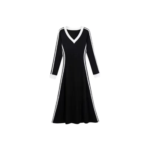 QIAOMONVHAI Длинное платье с длинными рукавами женское