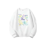 Белый свитшот с круглым вырезом (на флисовой подкладке) - многоцветный космонавт