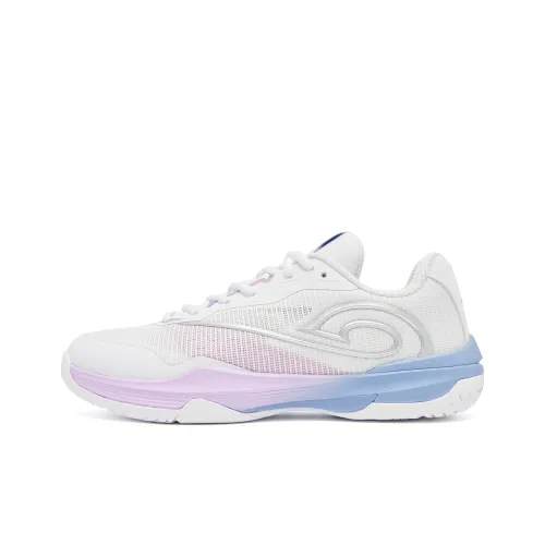 QIAODAN Slip-resistant Abrasion-resistant Low-top Badminton Shoes Women's White Silver QIAODAN Противоскользящие Износостойкие Низкие Кеды для Бадминтона Женские Белые Серебряные