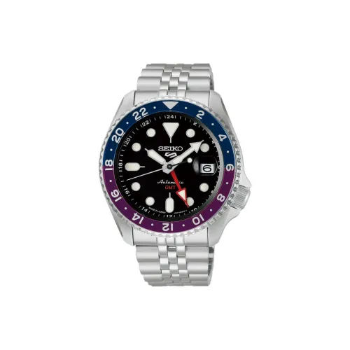 SEIKO Series 5 Автоматический Механический Механизм Нержавеющая Сталь Ремешок Часы 42,5 мм Мужские Часы Черный Циферблат