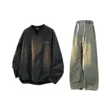 Комплект одежды (Черный топ + Желтые грязные штаны)