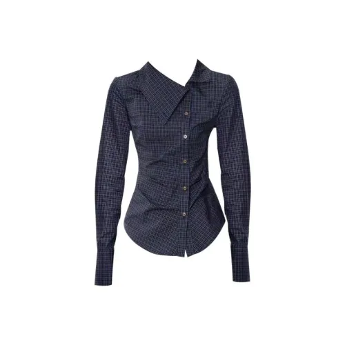 ONE PASS STUDIO Темно-синие женские рубашки