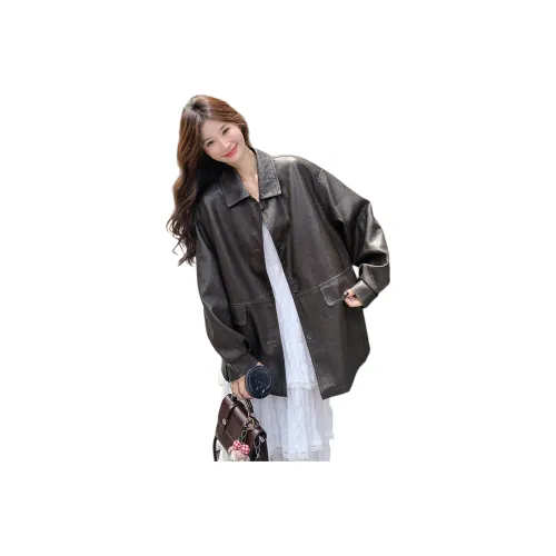 H YXIANG Кожа Куртка Женская