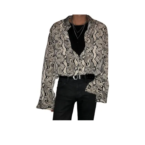 CHEER ZONE Белая рубашка из змеиной кожи унисекс