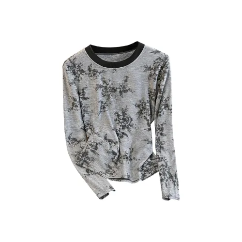 Cypress House Серый с Черным Узором Женские T-Рубашки