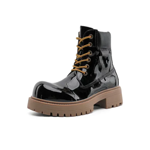 DY Martin Boots Черный Лакированная Кожа Мужской