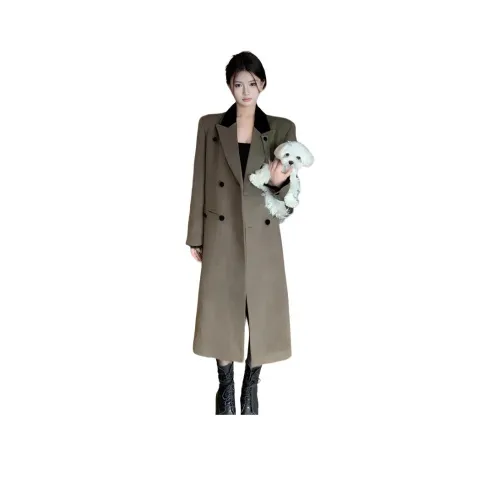 QINGYING Темно-коричневое женское пальто