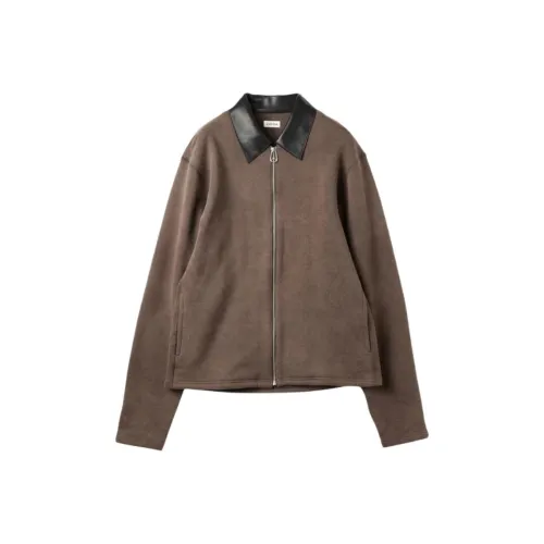 Jieda FW25 Кожа Ожерелье-чокер FADE SWEAT ZIP Куртка Мужская
