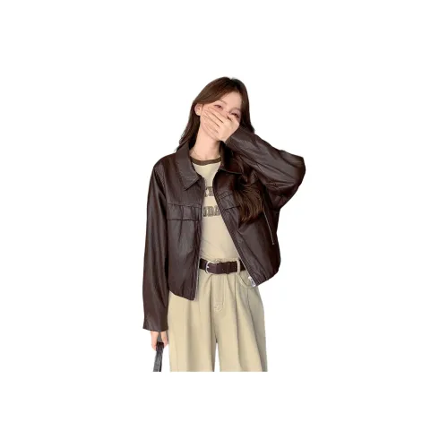 H YXIANG Кожа Куртка Женская