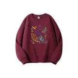 Свитшот бордового цвета с круглым вырезом (тонкий) - многоцветный космонавт