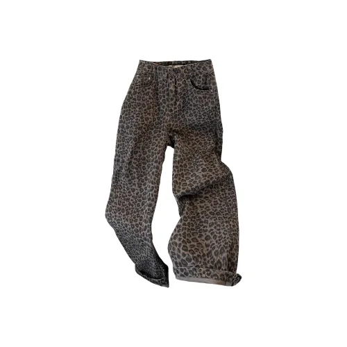 SIBAISHE Кофейный леопард с принтом женские джинсы