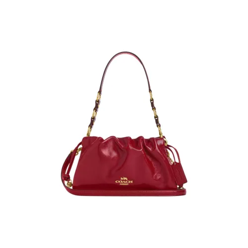 COACH Faye Wrinkle Кожа Сумка на плечо Средняя Женская Темно-красная