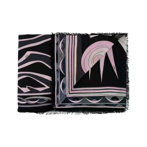 EMILIO PUCCI Шелк Вязаные Шарфы Унисекс Черный Фиолетовый