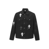 Чёрный с кожаными вставками, вышивка