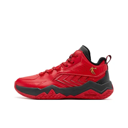 QIAODAN Slip-resistant Abrasion-resistant High Top Basketball Shoes Men's Tomato Red Black QIAODAN Противоскользящие Износостойкие Высокие Баскетбольные Кроссовки Мужские Томатный Красный Черный