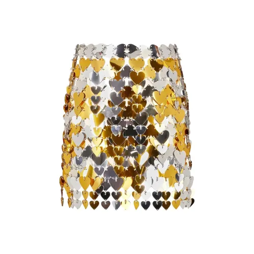 Paco Rabanne SS23 Повседневные короткие юбки Женские Золото и Серебро