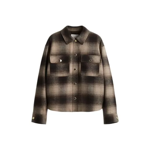 H M Темно-коричневая клетчатая женская куртка