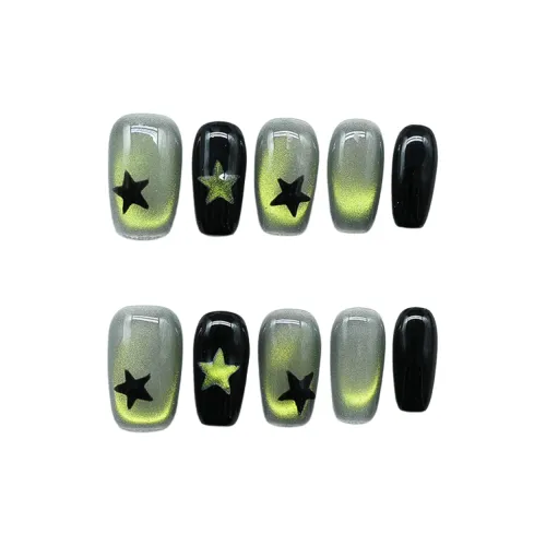 OEING Handcrafted False Nail Цветовой блок Короткий LADDER Смешанный цвет Смужка Матовый