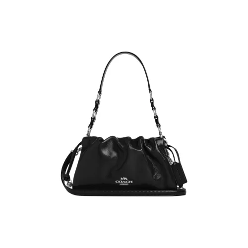 COACH Faye Wrinkle Кожа Сумка на плечо Большая Женская Черная