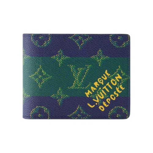 LOUIS VUITTON Slender Покрытый холст Кошелек Мужской Зеленый