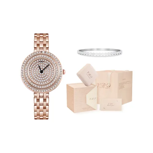 VRQ Мousse Кварцевый механизм Керамика Ремешок Часы Женские часы Золотой циферблат