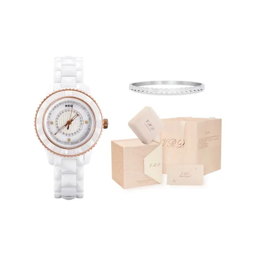 VRQ Mystery Series Кварцевый механизм Керамика Ремешок Часы Женские Белый циферблат