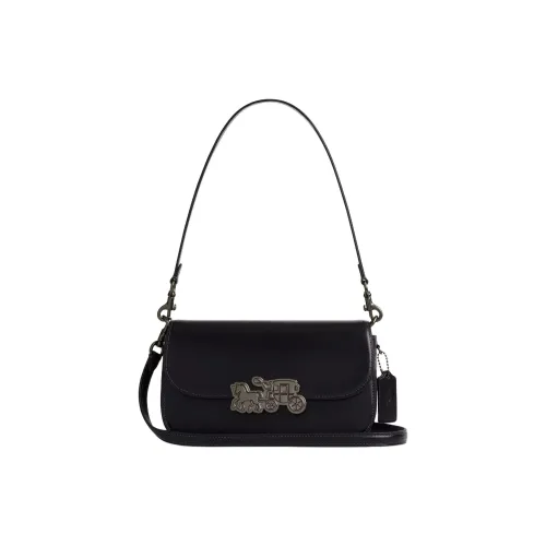 COACH HARPER Яркий Утонченный Телячья кожа Сумка через плечо Сумка на плечо Средний Женская Черная