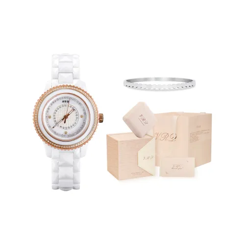 VRQ Mystery Series Aphro Кварцевый механизм Керамика Ремешок Часы Женские часы Белый циферблат