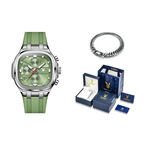 Playboy Кварцевый механизм силиконовый ремешок унисекс зеленый циферблат