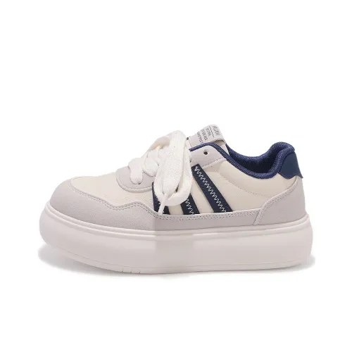 Shen Linsen Устойчивые к истиранию Низкие Кроссовки для скейтбординга Женские Бежево-синие