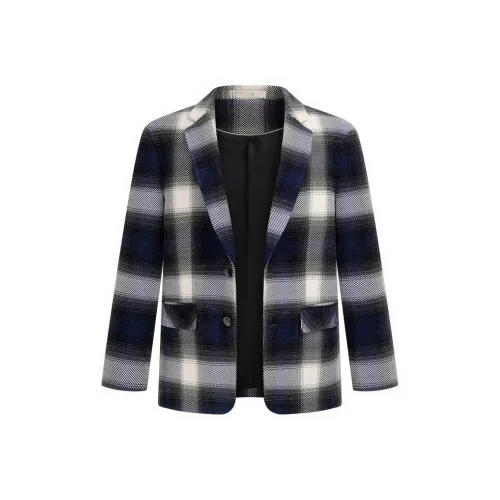 JFU Синий Клетка Мужской Деловой Костюм