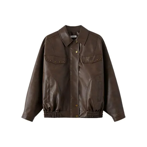 DITB Коричневый Женские Кожаные Куртки