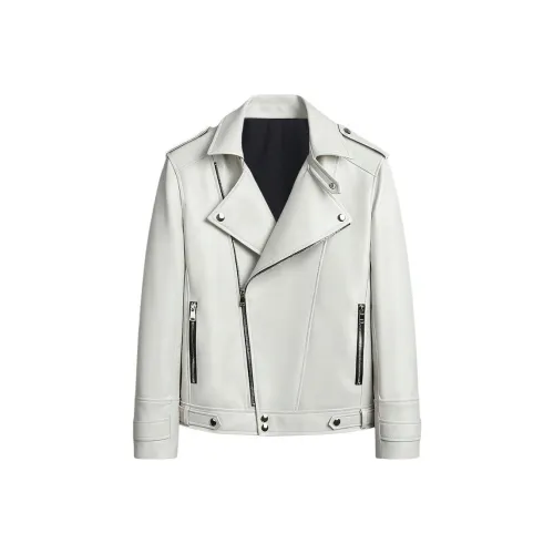 Белый мужской кожаный куртки