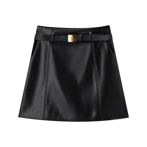 PEACEBIRD Черный Женские Повседневные Короткие Юбки