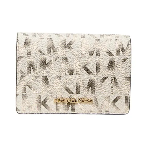 MICHAEL KORS Jet Set Покрытый холст Кошелек Средний Женский Бежевый и Розовый