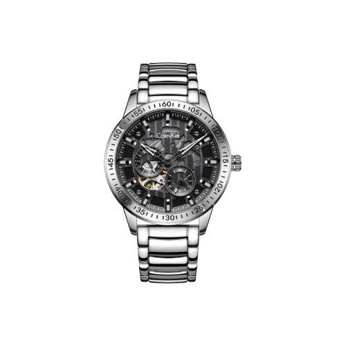 ColevKie Автоматический Механический Механизм Нержавеющая Сталь Ремешок Мужские Часы Черный Циферблат